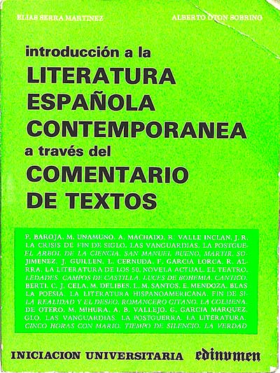 Introducción a la literatura Española contemporánea a través del comentario de textos