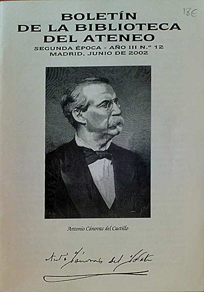 BOLETÍN DE LA BIBLIOTECA DEL ATENEO. ANTONIO CÁNOVAS DEL CASTILLO
