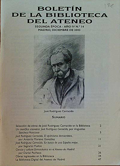 BOLETÍN DE LA BIBLIOTECA DEL ATENEO. JOSÉ RODRÍGUEZ CARRACIDO