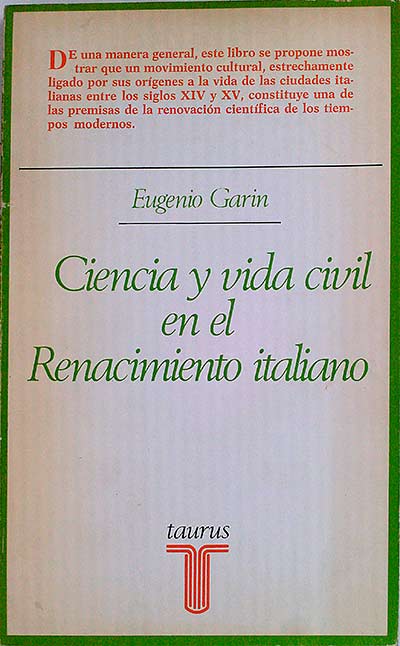CIENCIA Y VIDA CIVIL EN EL RENACIMIENTO ITALIANO