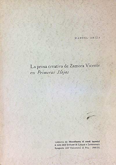 La prosa cretaiva de Zamora Vicente