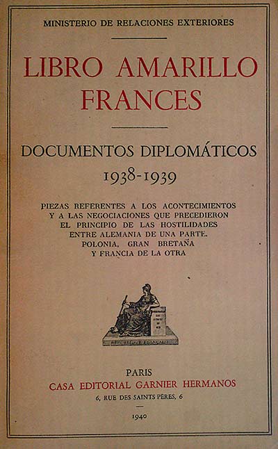 Libro amarillo Francés Documentos diplomáticos 1938-1939