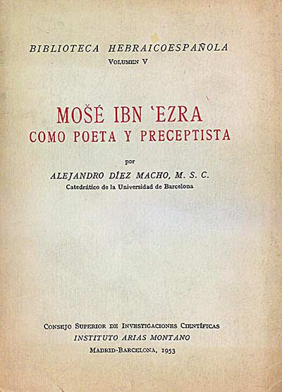 Mose Ibn 'Ezra como poeta y preceptista
