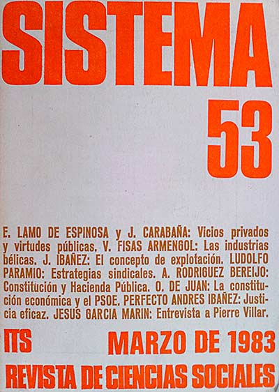 Sistema 53. Marzo 1983. Revista de Ciencias Sociales.