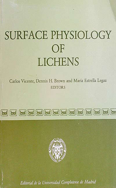 SURFACE PSYSIOLOGY OF LICHENS